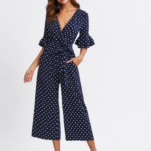 Blue polka dot jumpsuit